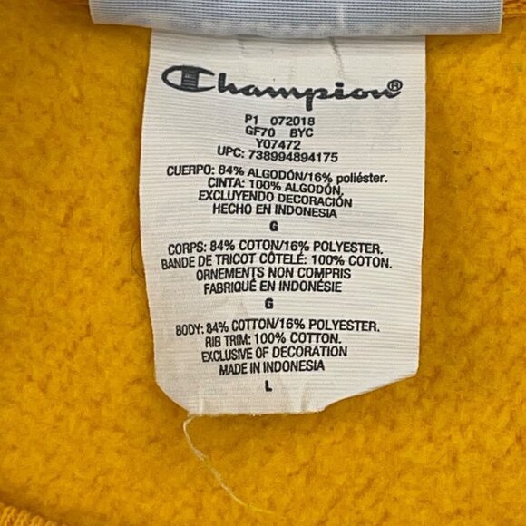 Champion LARGE Reverse Weave Big C Yellow Crewneck Sweatshirt - Picture 5 of 6